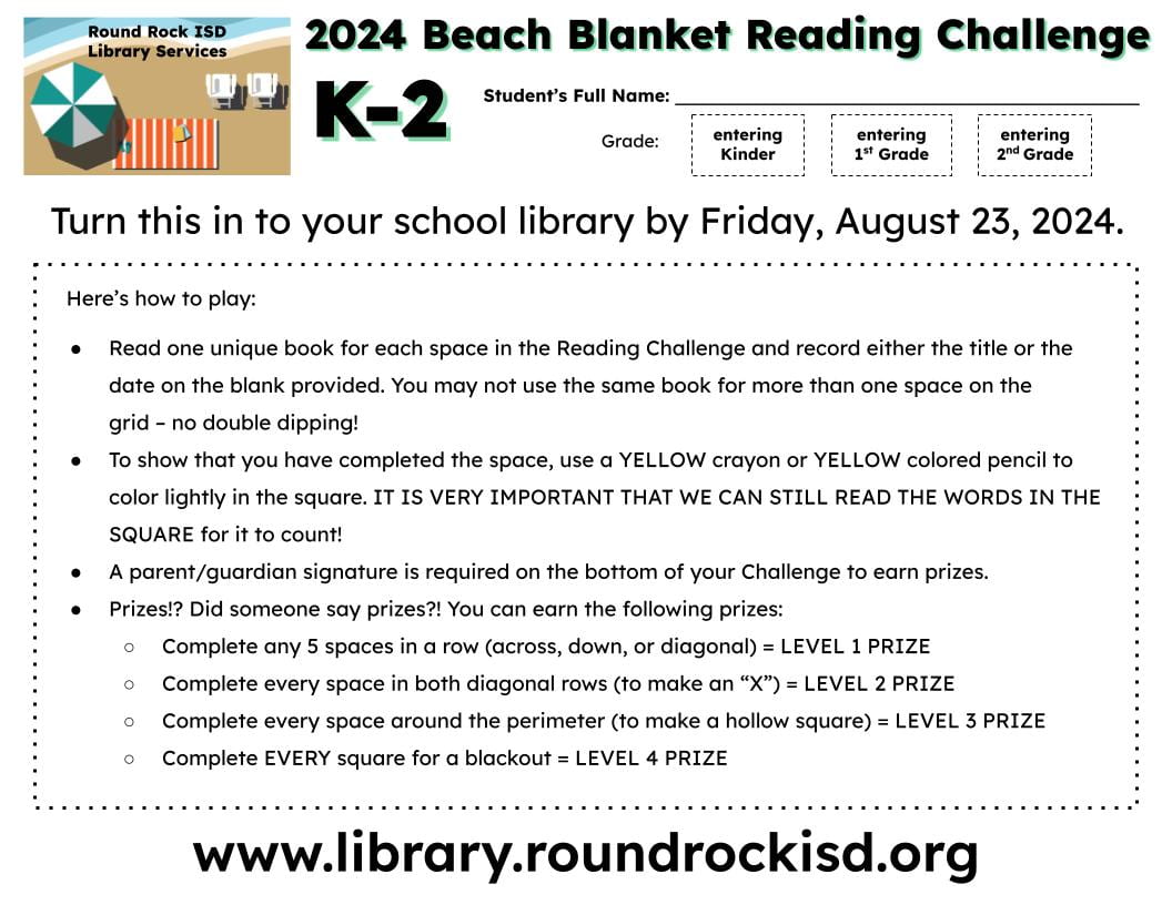 Beach Blanket Reading Challenge Form